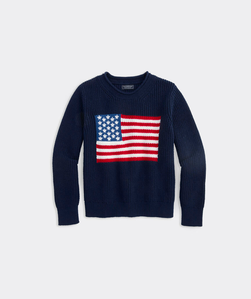 Vineyard Vines Girls' Cotton Americana Rollneck Sweater