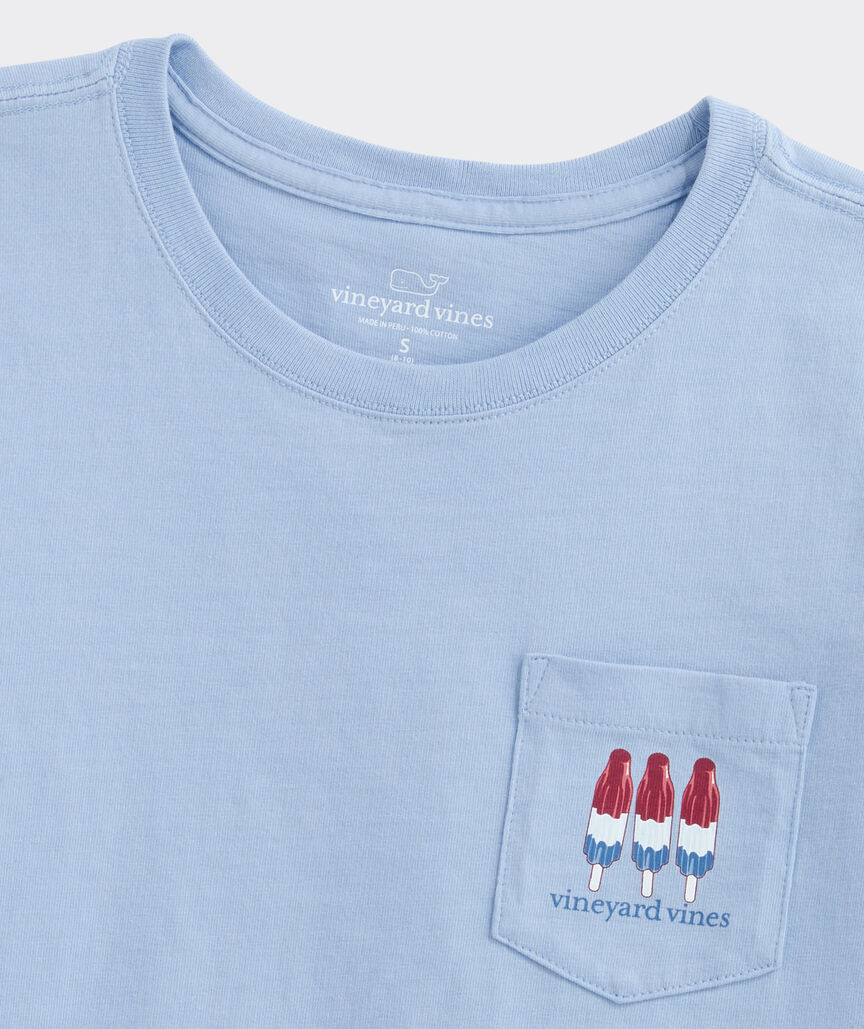 Vineyard Vines Girls' Glitter Popsicle Flag Short-Sleeve Pocket Tee