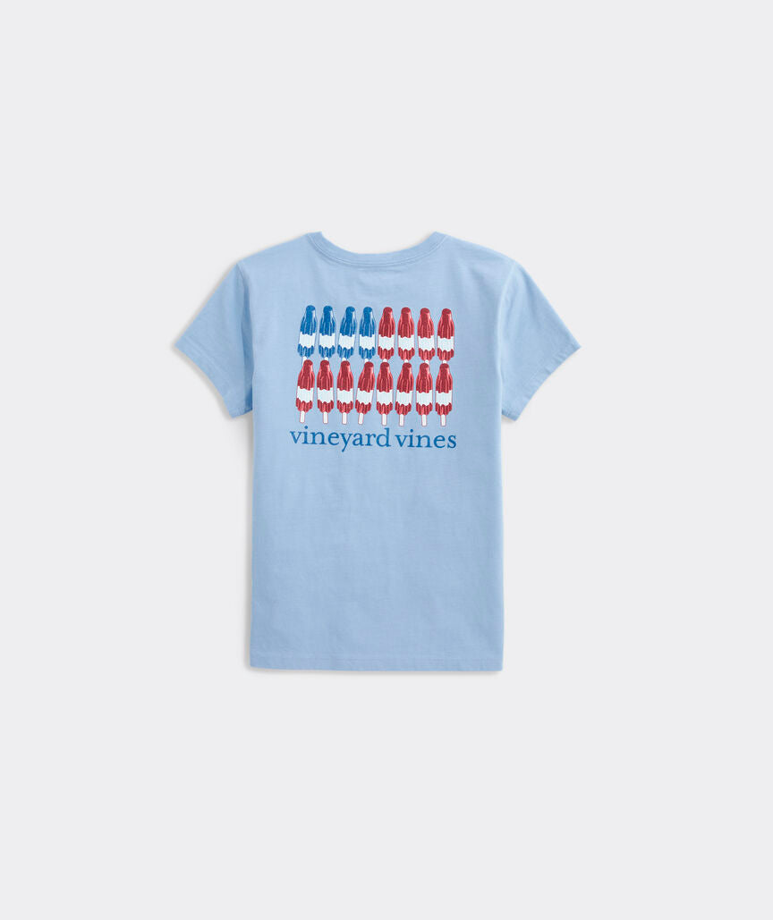 Vineyard Vines Girls' Glitter Popsicle Flag Short-Sleeve Pocket Tee