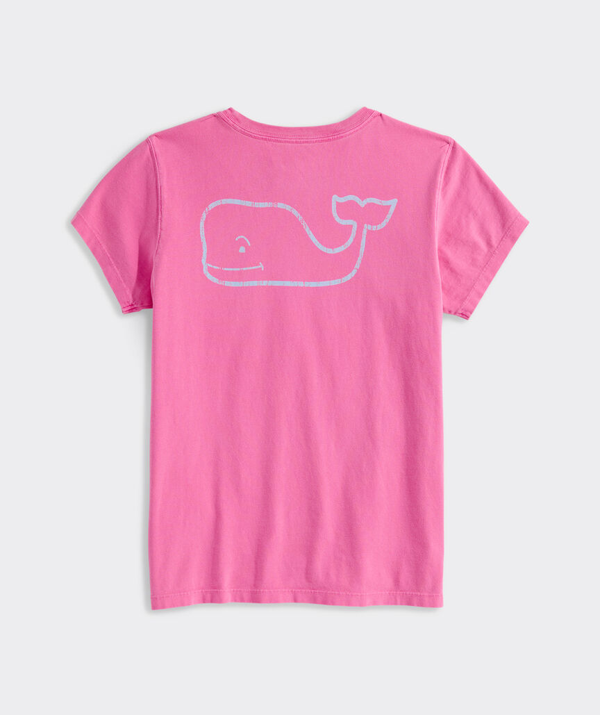 Vineyard Vines Girls’ Garment-Dyed Vintage Whale Short-Sleeve Pocket Tee