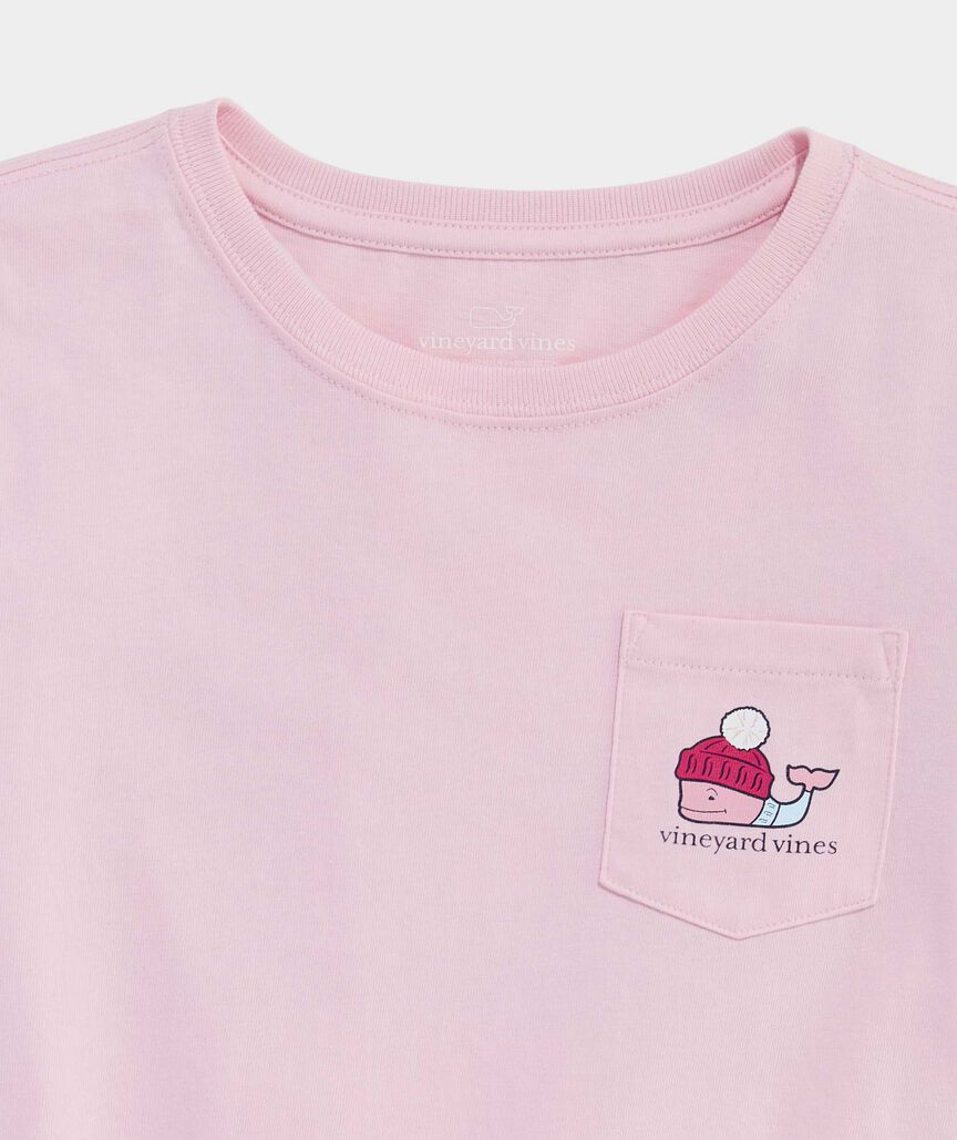 Vineyard Vines Girls' Après Ski Glitter Whale Long-Sleeve Pocket Tee