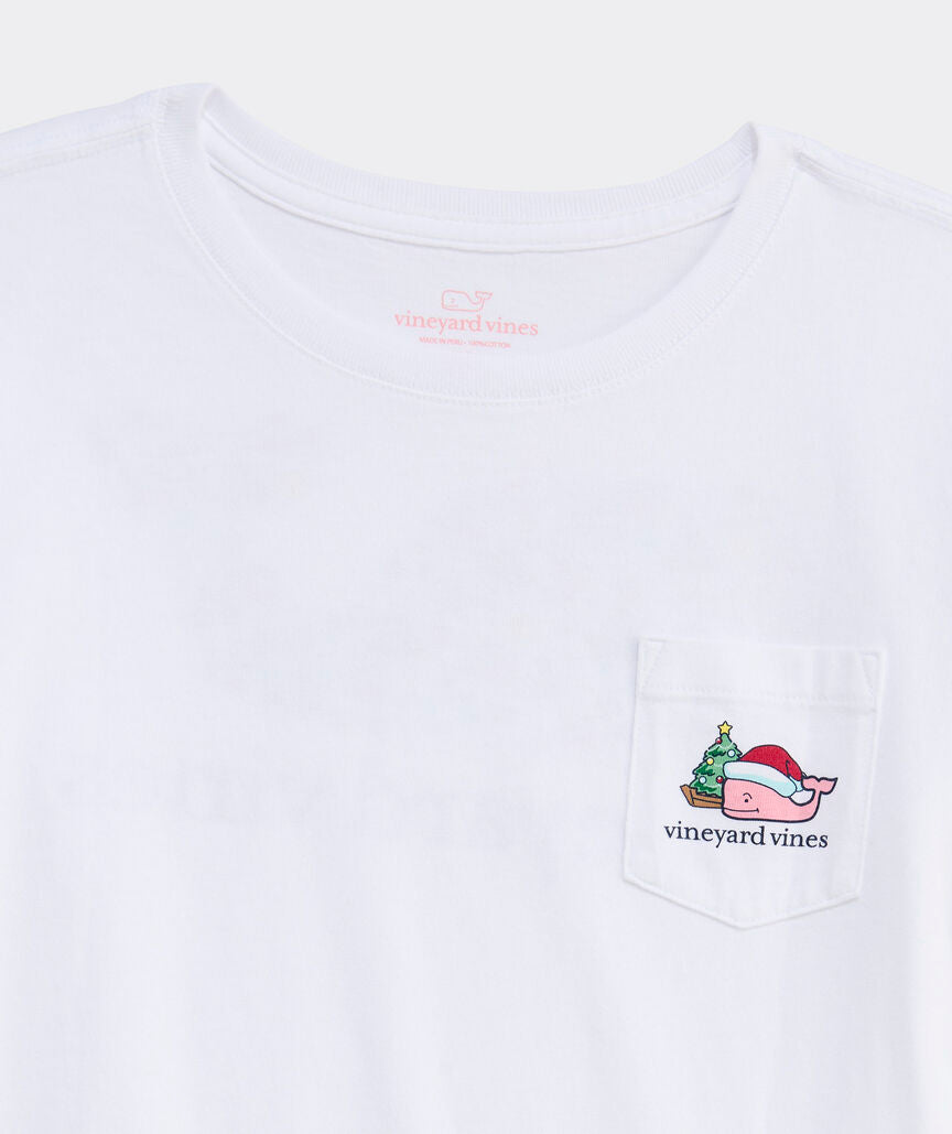 Vineyard Vines Girls' Santa Whale Icon Long-Sleeve Pocket Tee