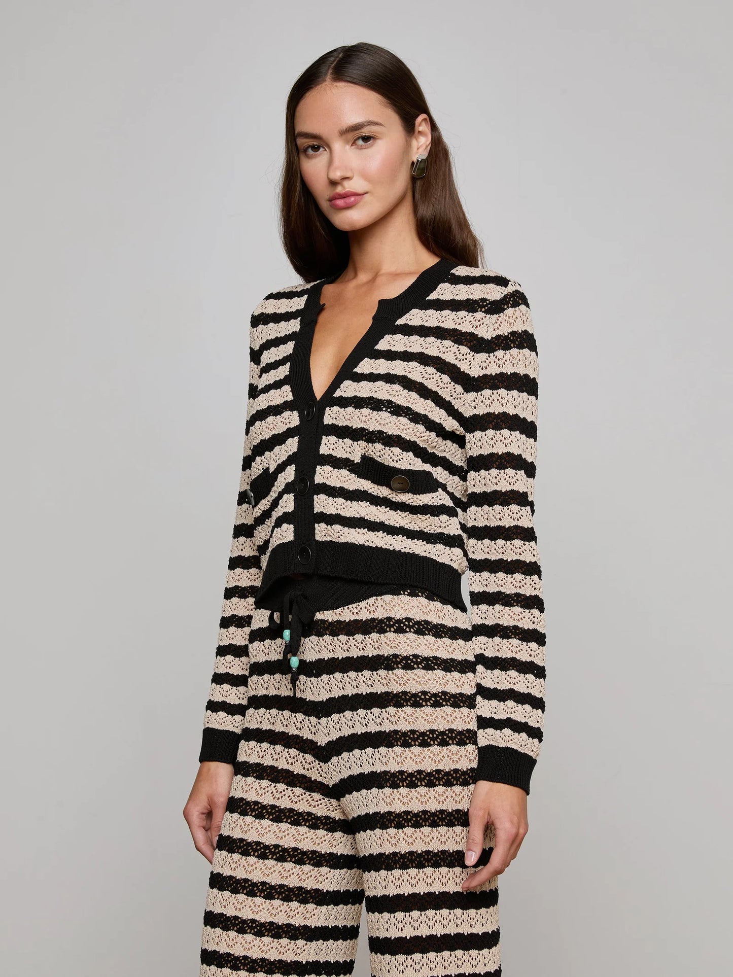 L'Agence Orla Pointelle Knit Cardigan