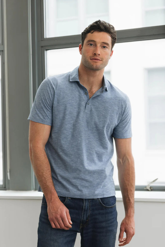 Orchard & Broome Bayard Slub Stripe Cotton Polo