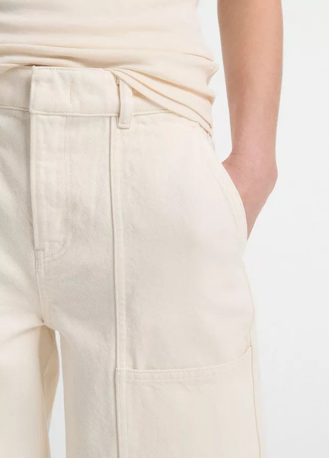 Vince Cotton Mid-Rise Utility Wide Crop Pant