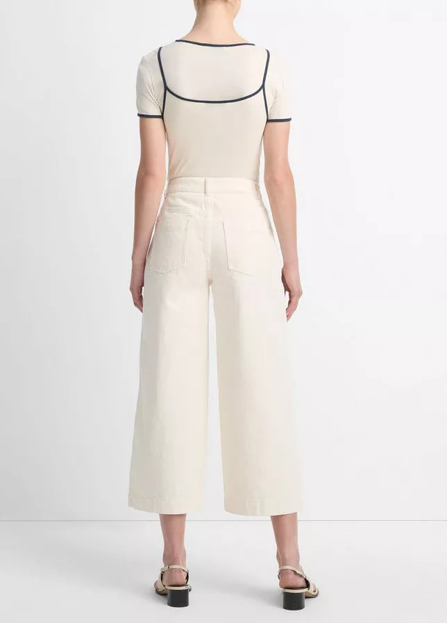 Vince Cotton Mid-Rise Utility Wide Crop Pant