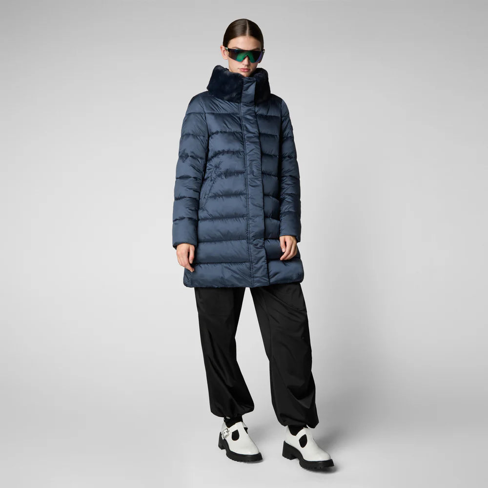 Save The Duck Women's Animal free Puffer Coat Dalea with Faux Fur Collar