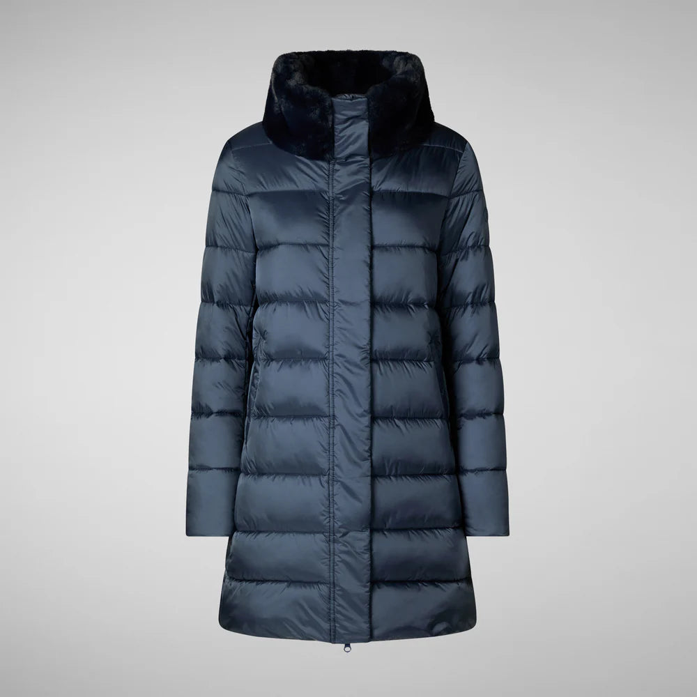 Save The Duck Women's Animal free Puffer Coat Dalea with Faux Fur Collar