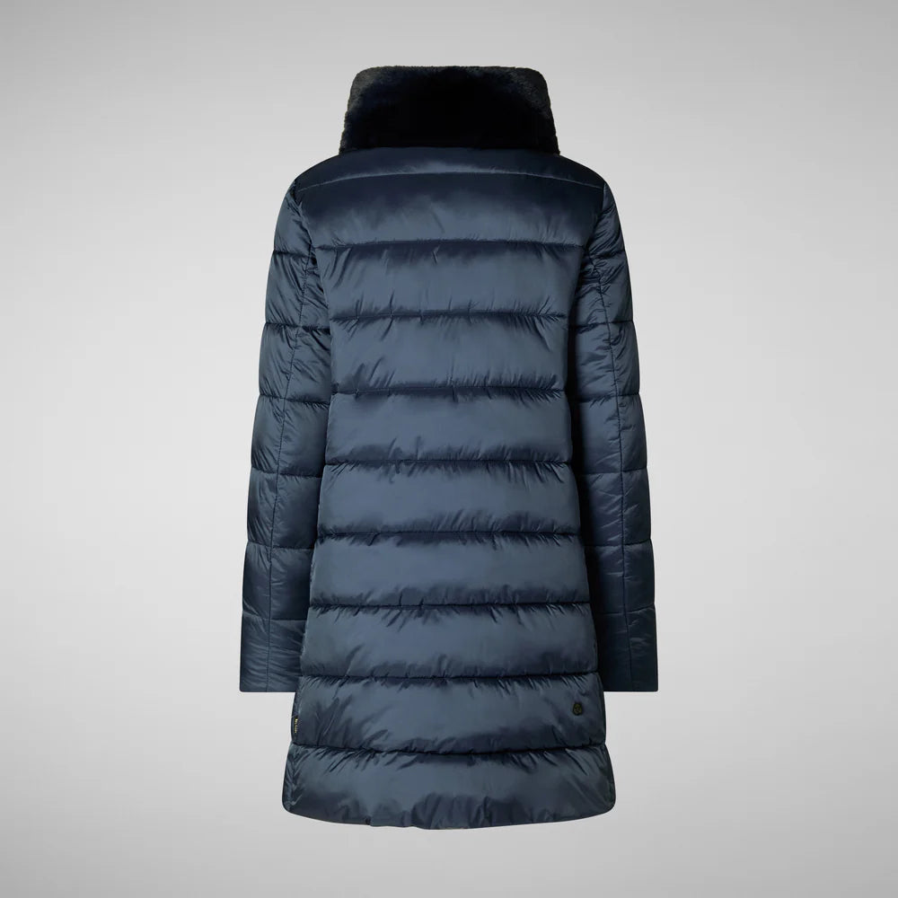 Save The Duck Women's Animal free Puffer Coat Dalea with Faux Fur Collar