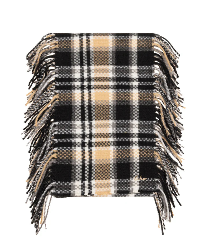 Echo Vintage Plaid Side Fringe Scarf
