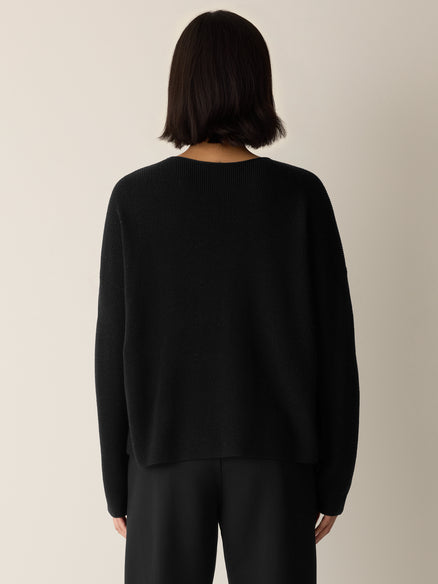 Eileen Fisher Merino Crew Neck Top in Regenerative Wool