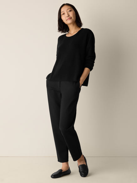 Eileen Fisher Merino Crew Neck Top in Regenerative Wool