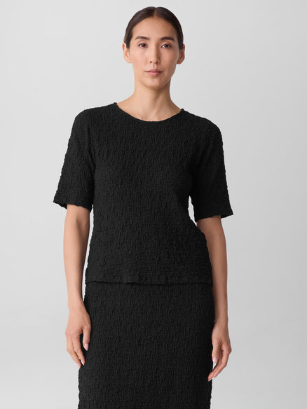 Eileen Fisher Bubble Jacquard Crew Neck Top