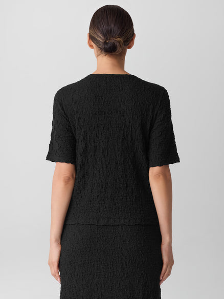 Eileen Fisher Bubble Jacquard Crew Neck Top