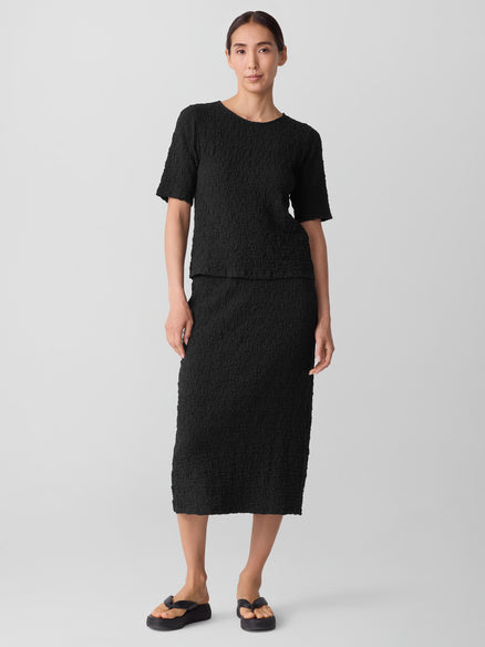 Eileen Fisher Bubble Jacquard Crew Neck Top