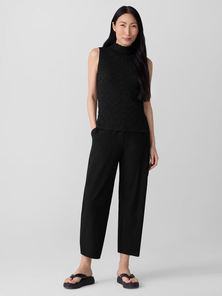 Eileen Fisher Bubble Jacquard Funnel Neck Top