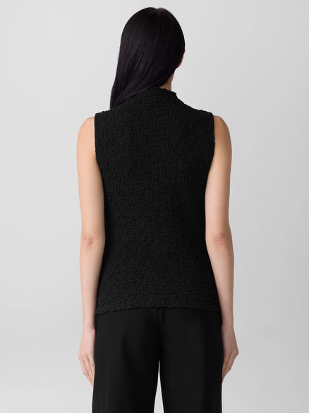 Eileen Fisher Bubble Jacquard Funnel Neck Top