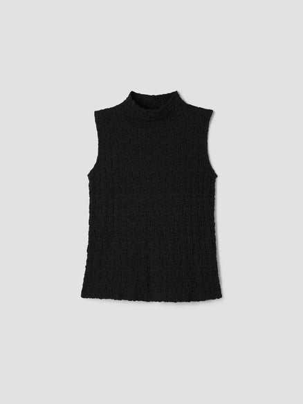 Eileen Fisher Bubble Jacquard Funnel Neck Top