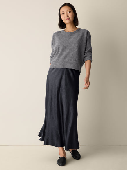 Eileen Fisher Textured Satin Slip Skirt