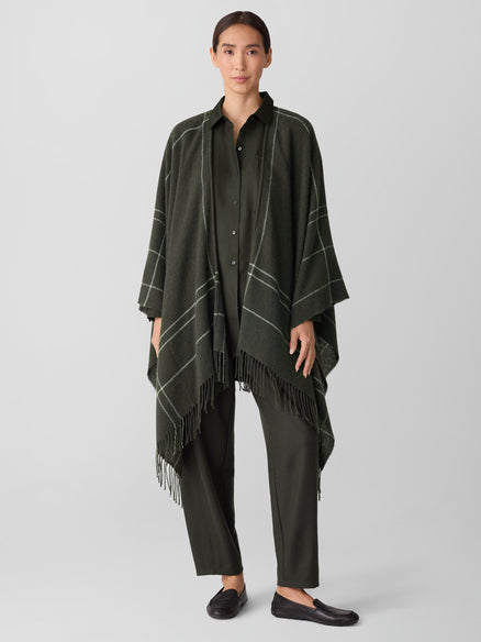 Eileen Fisher Wool Twill Graph Serape