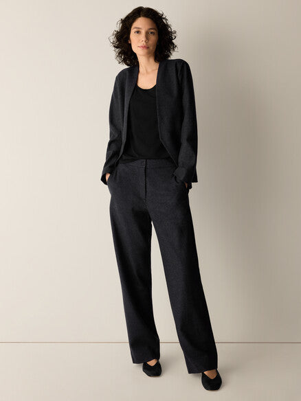 Eileen Fisher Mélange Felted Wool Jersey Full-Length Straight Trouser in Regenerative Wool