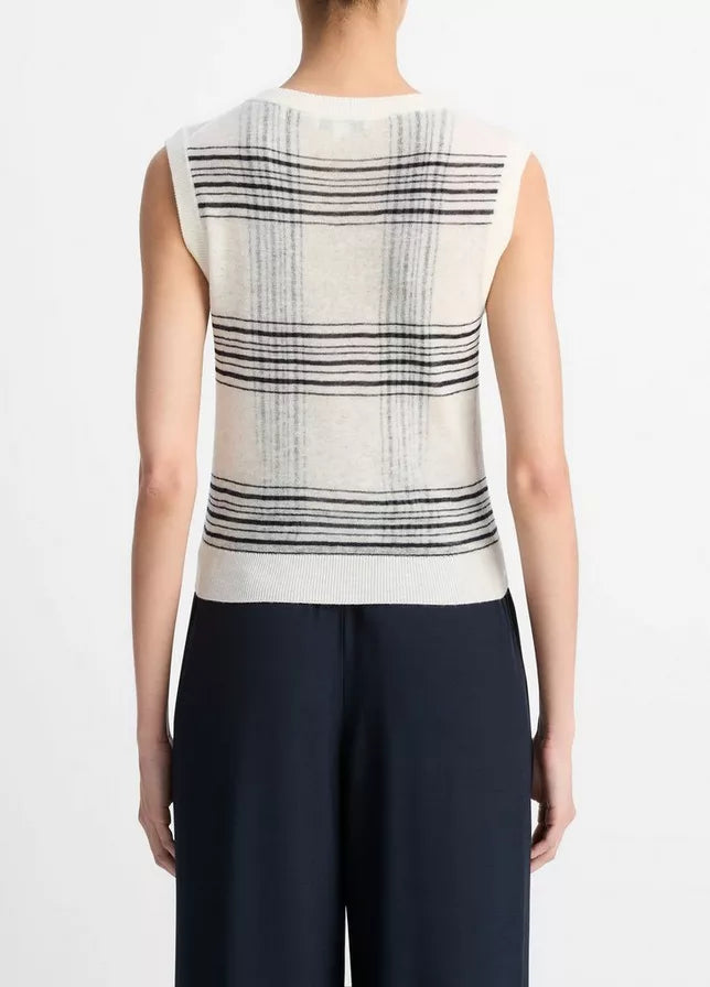 Vince Featherweight Plaid Wool Sweater Vest