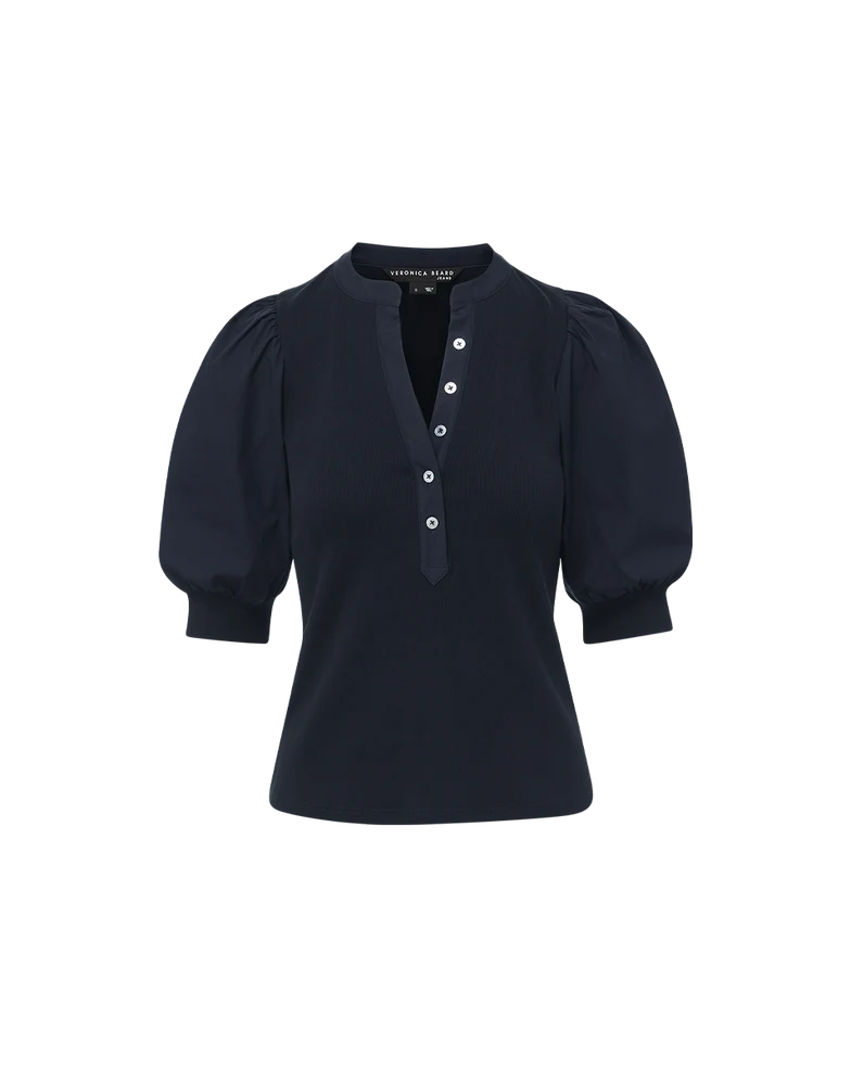 Veronica Beard Coralee Puff-Sleeve Top