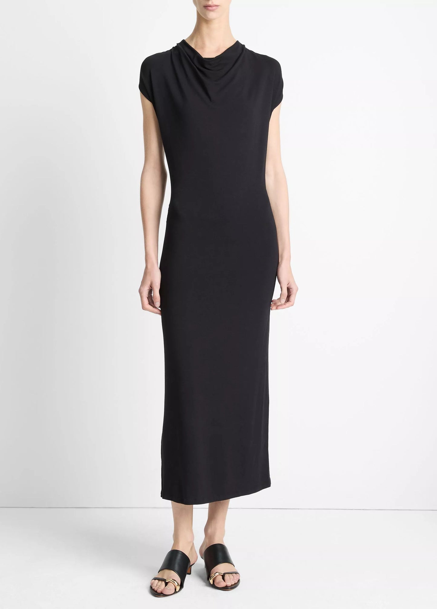 Vince Jersey Draped Cowl-Neck Dress