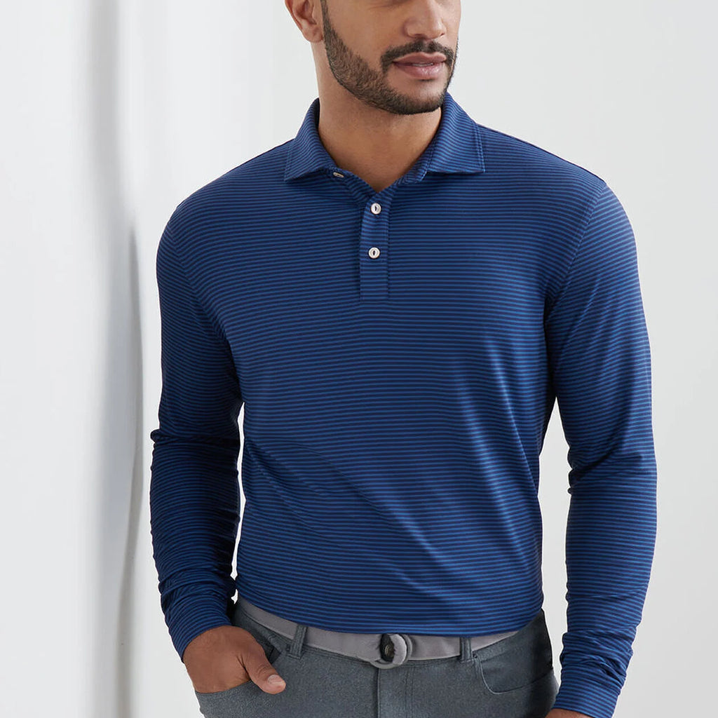Peter Millar Lyons Stripe Performance Jersey Long-Sleeve Polo