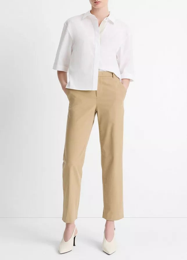 Vince Mid-Rise Italian Stretch-Cotton Chino Pant
