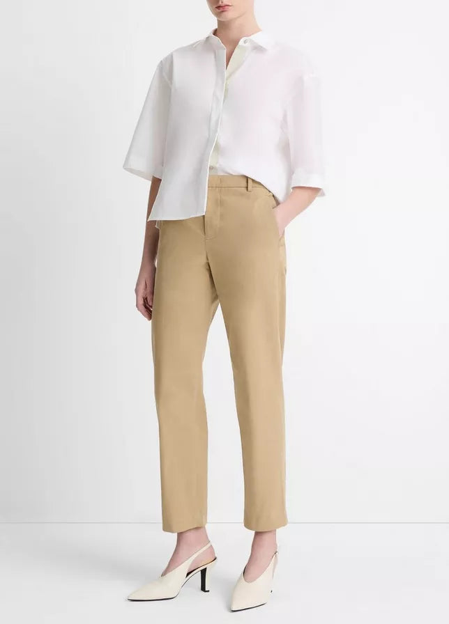 Vince Mid-Rise Italian Stretch-Cotton Chino Pant