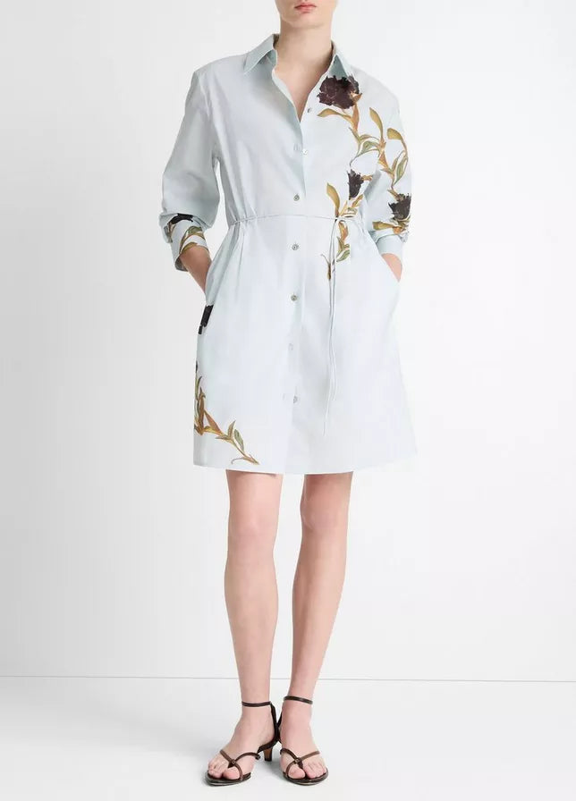Vince Placed Iris Cotton Shirt Dress