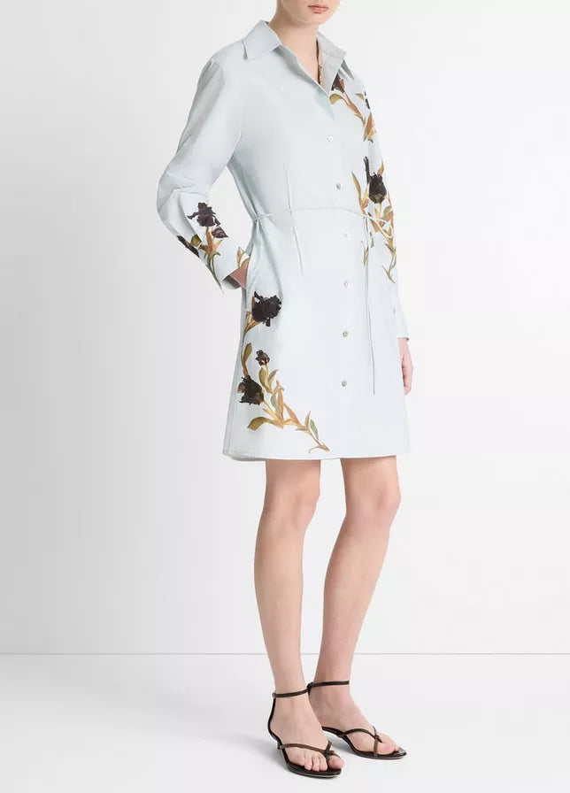 Vince Placed Iris Cotton Shirt Dress