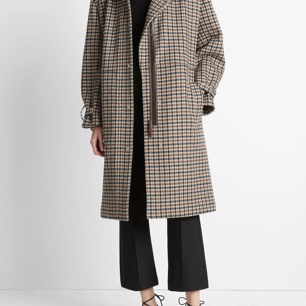 Vince Plaid Car Coat