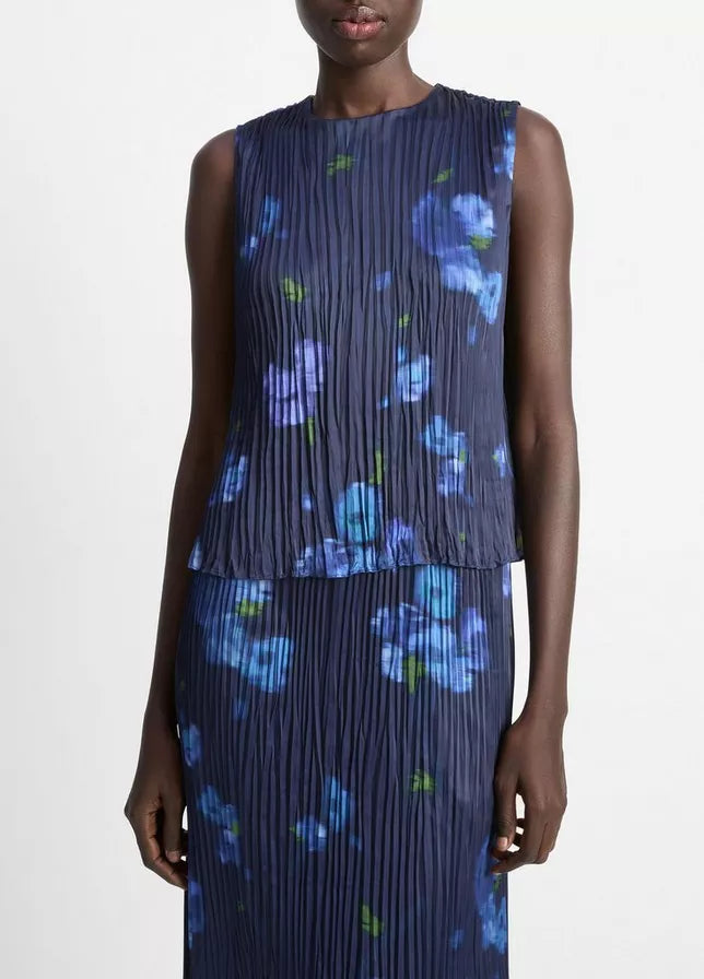 Vince Poppy Blur Crushed Satin Shell