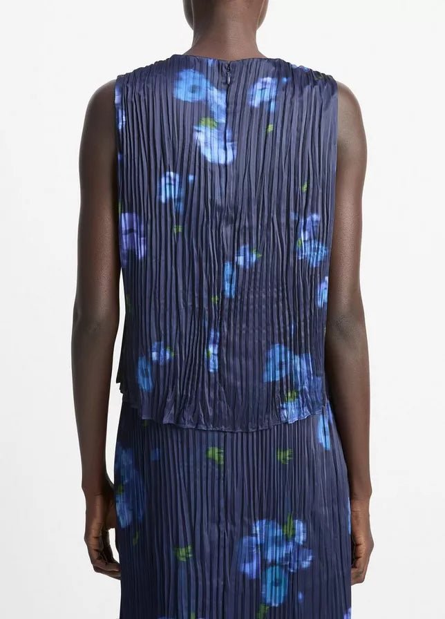 Vince Poppy Blur Crushed Satin Shell