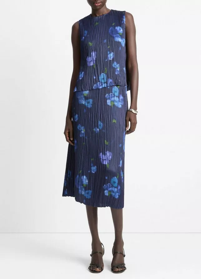 Vince Poppy Blur Crushed Satin Shell
