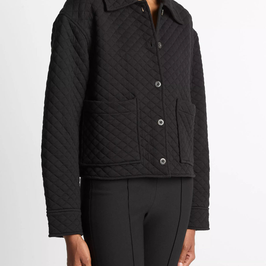 Vince Quilted Cotton-Blend Collared Jacket