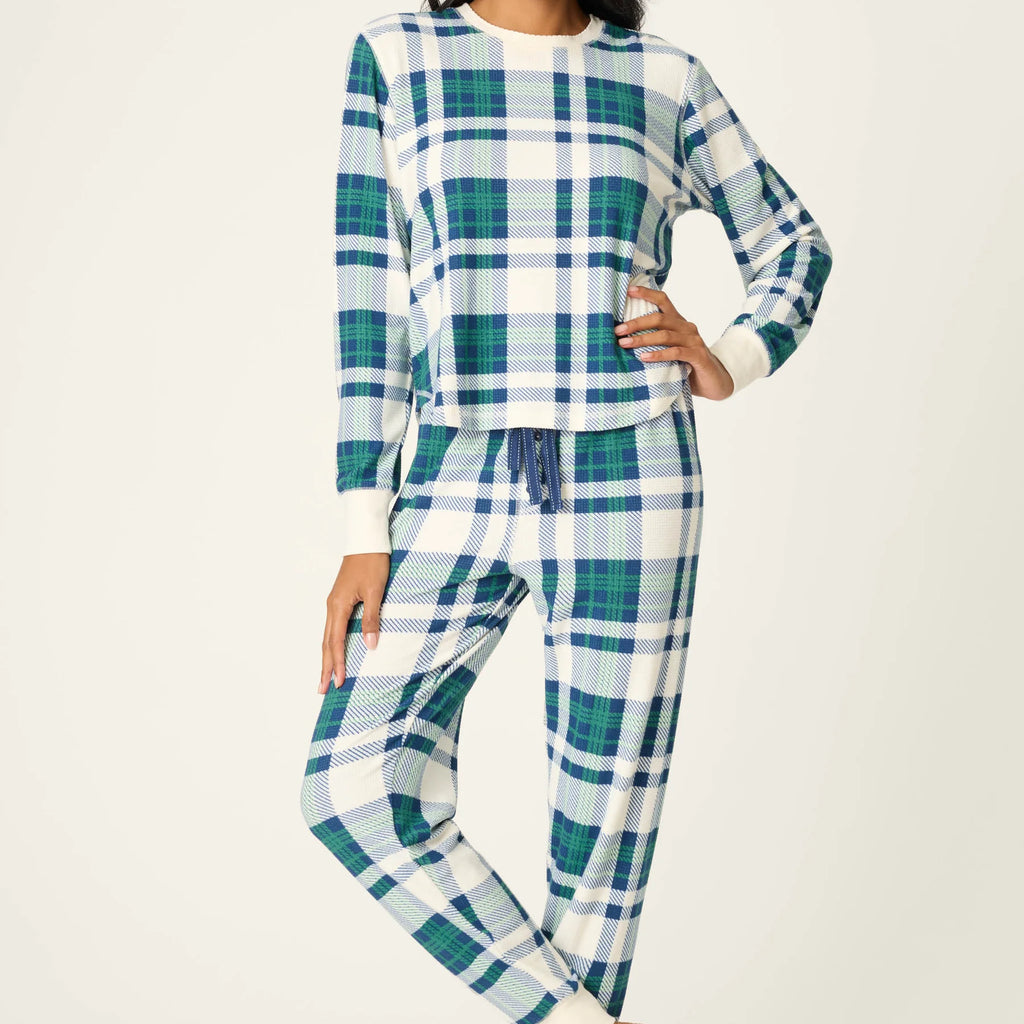 PJ Salvage Cozy Life Thermal Velour Plaid PJ Set