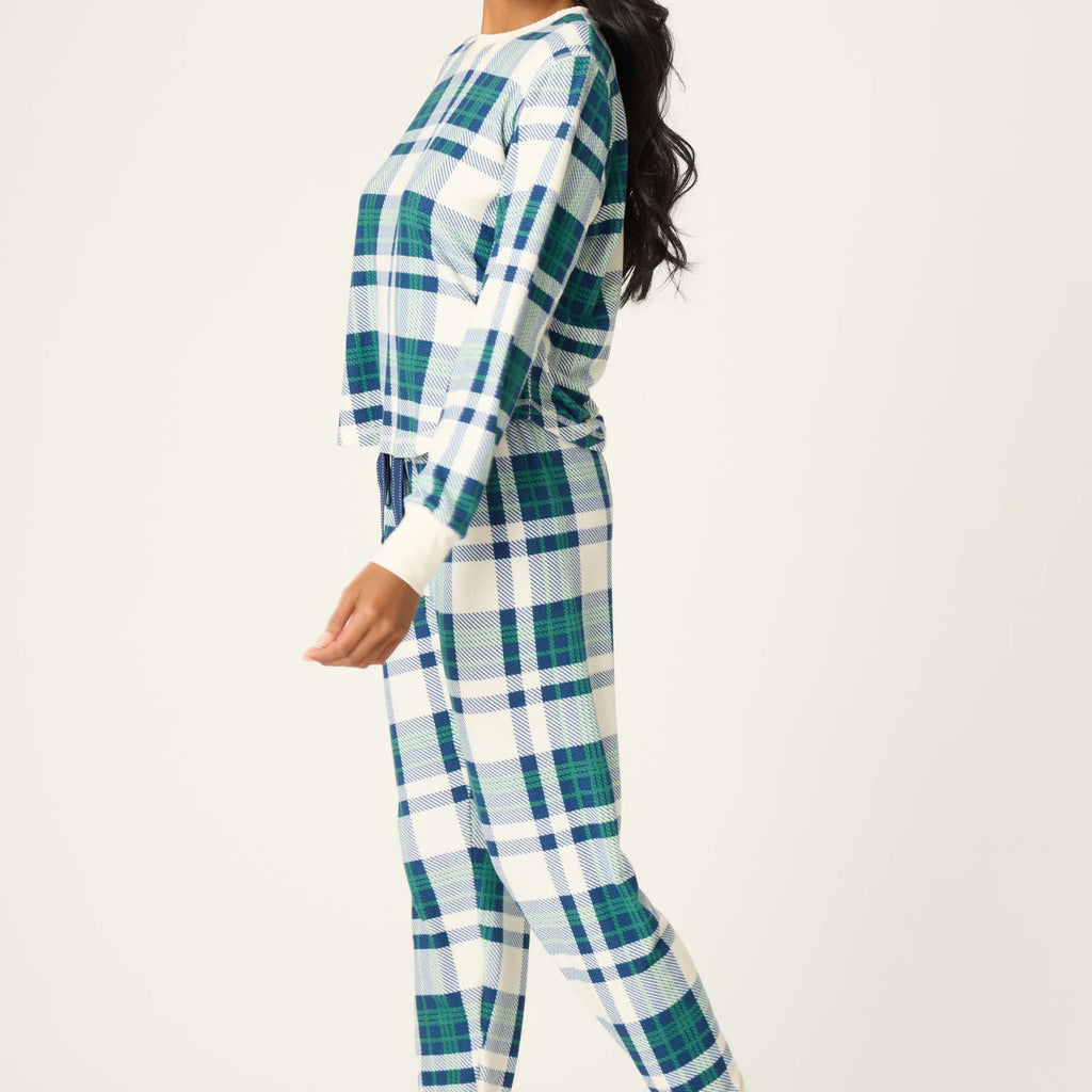 PJ Salvage Cozy Life Thermal Velour Plaid PJ Set