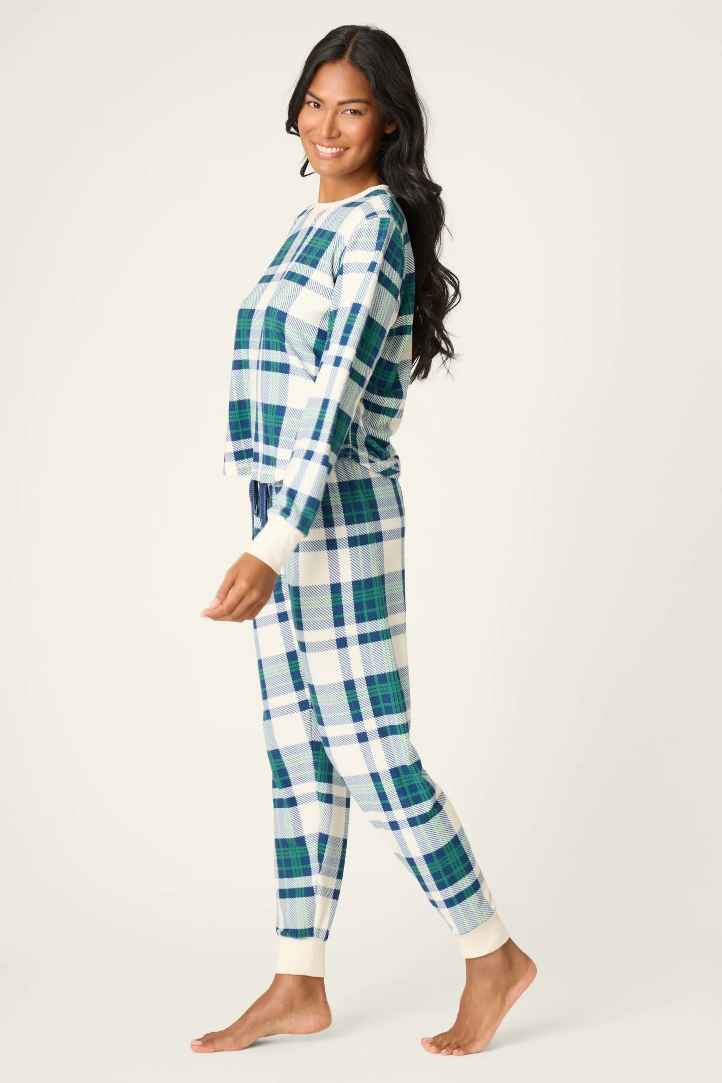 PJ Salvage Cozy Life Thermal Velour Plaid PJ Set