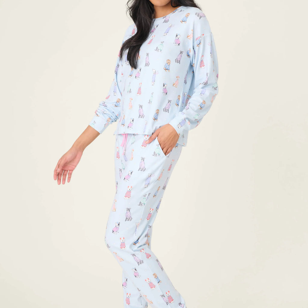 PJ Salvage Doggone Cold Dog Print Pointelle Lounge Set