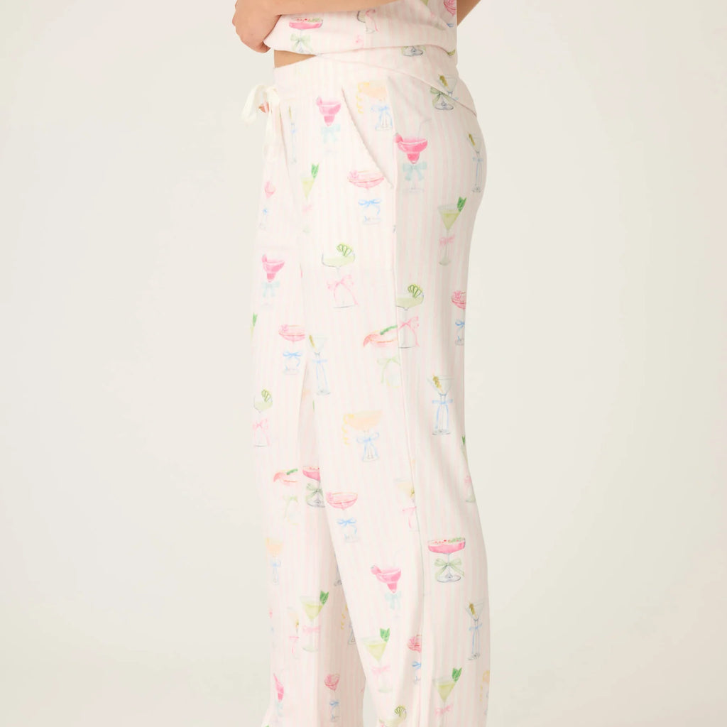PJ Salvage Pretty Punch Cocktail Print Open Leg Pants