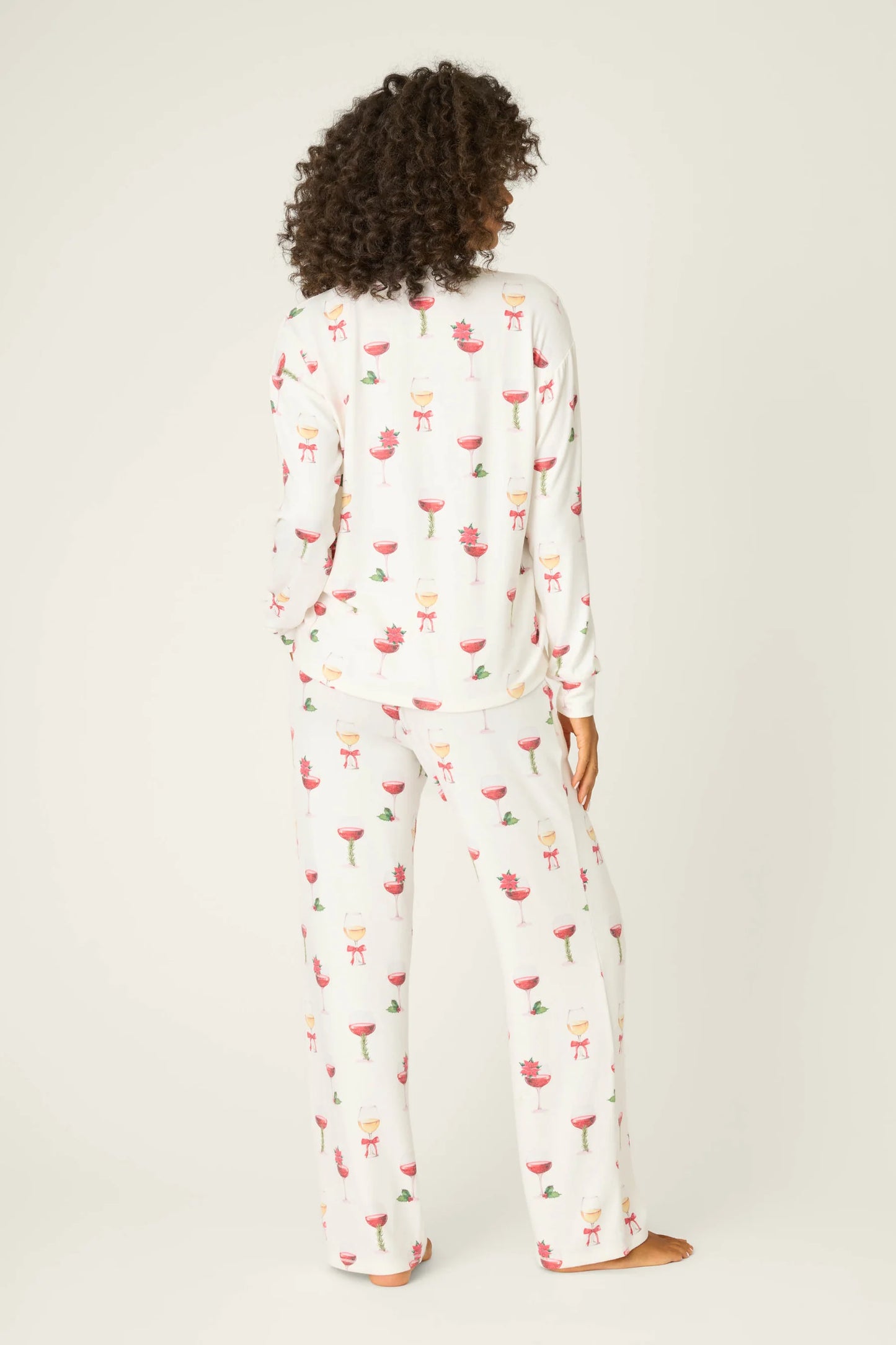 PJ Salvage Let's Get Toasty Holiday Wine Print Pants Set