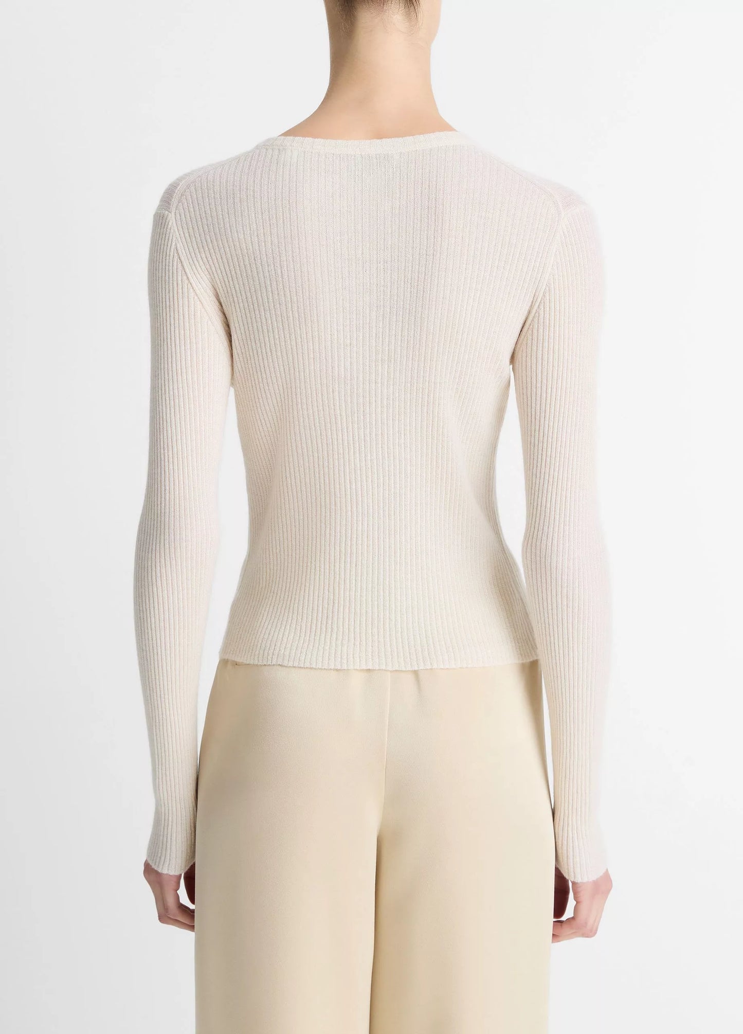 Vince Ribbed Cashmere-Silk Henley Sweater