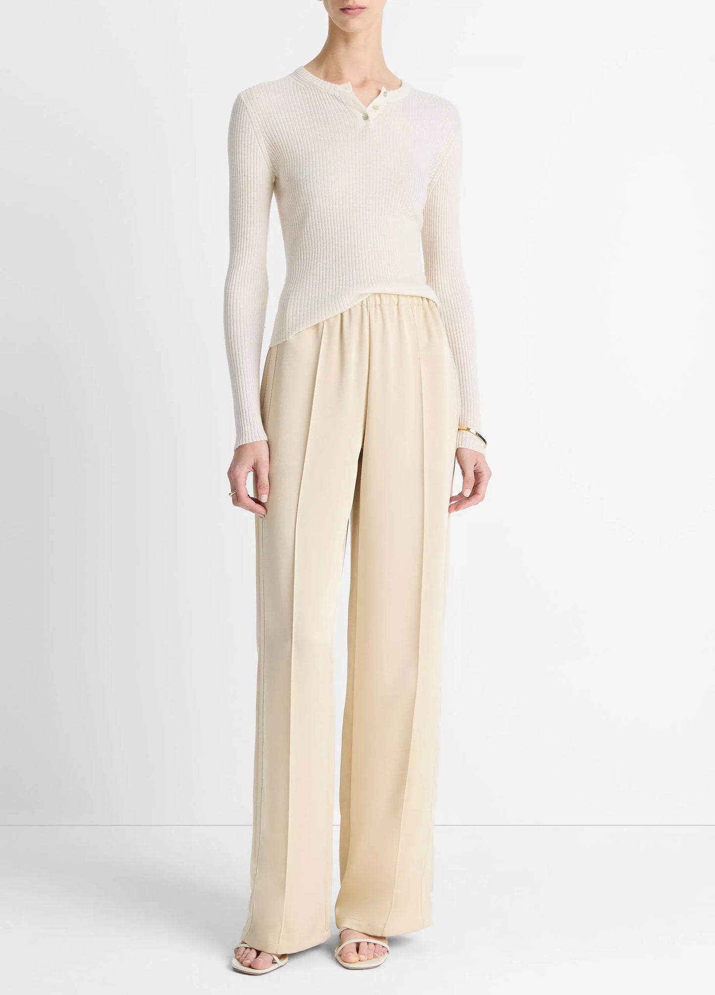 Vince Ribbed Cashmere-Silk Henley Sweater