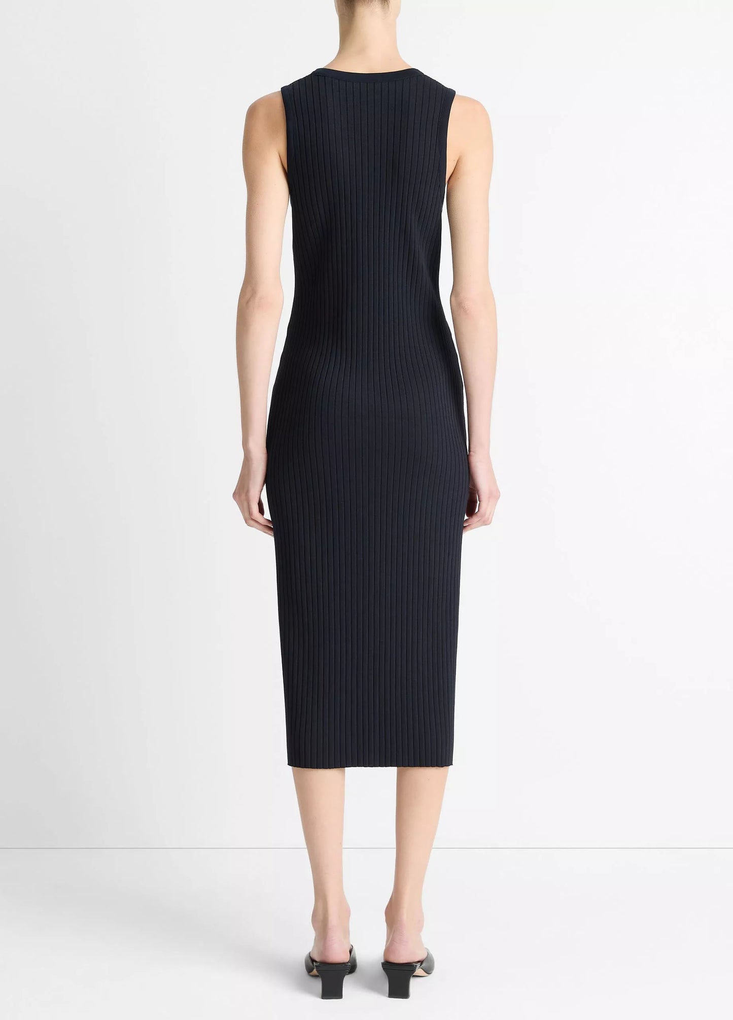 Vince Ribbed Cotton-Blend Button-Front Dress