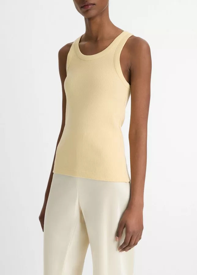 Vince Ribbed Scoop-Neck Tank