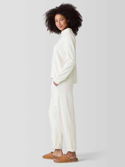 Eileen Fisher Garment-Dyed Terry Funnel Neck Top