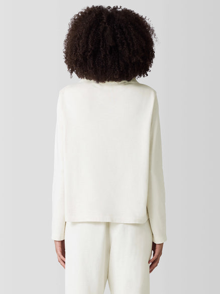 Eileen Fisher Garment-Dyed Terry Funnel Neck Top